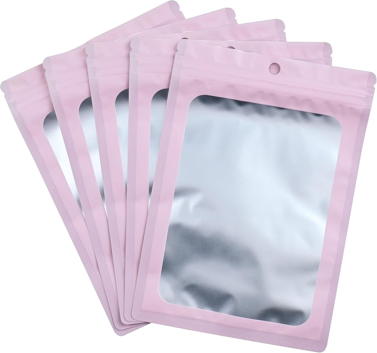 Resealable Mylar Pouch Bag Great for Office Home Party Favor Food Storage (100PCS, Pink Color, 4.7 x 8 inch)