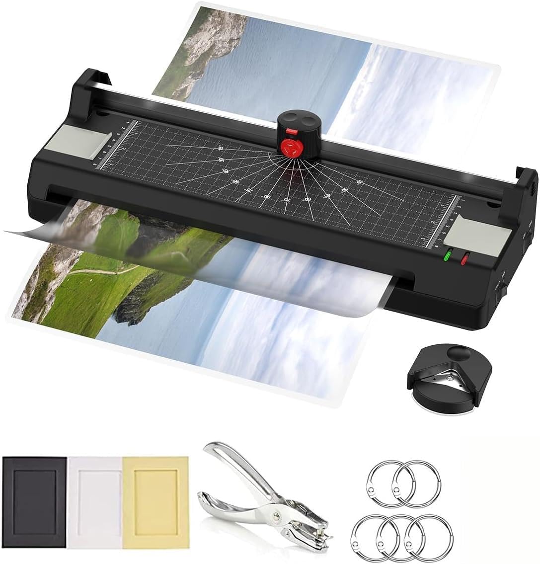 A3/A4/A6 Laminator Machine, YE381 Thermal Laminating Machine for Home Office School Use with 70 Laminating Pouches