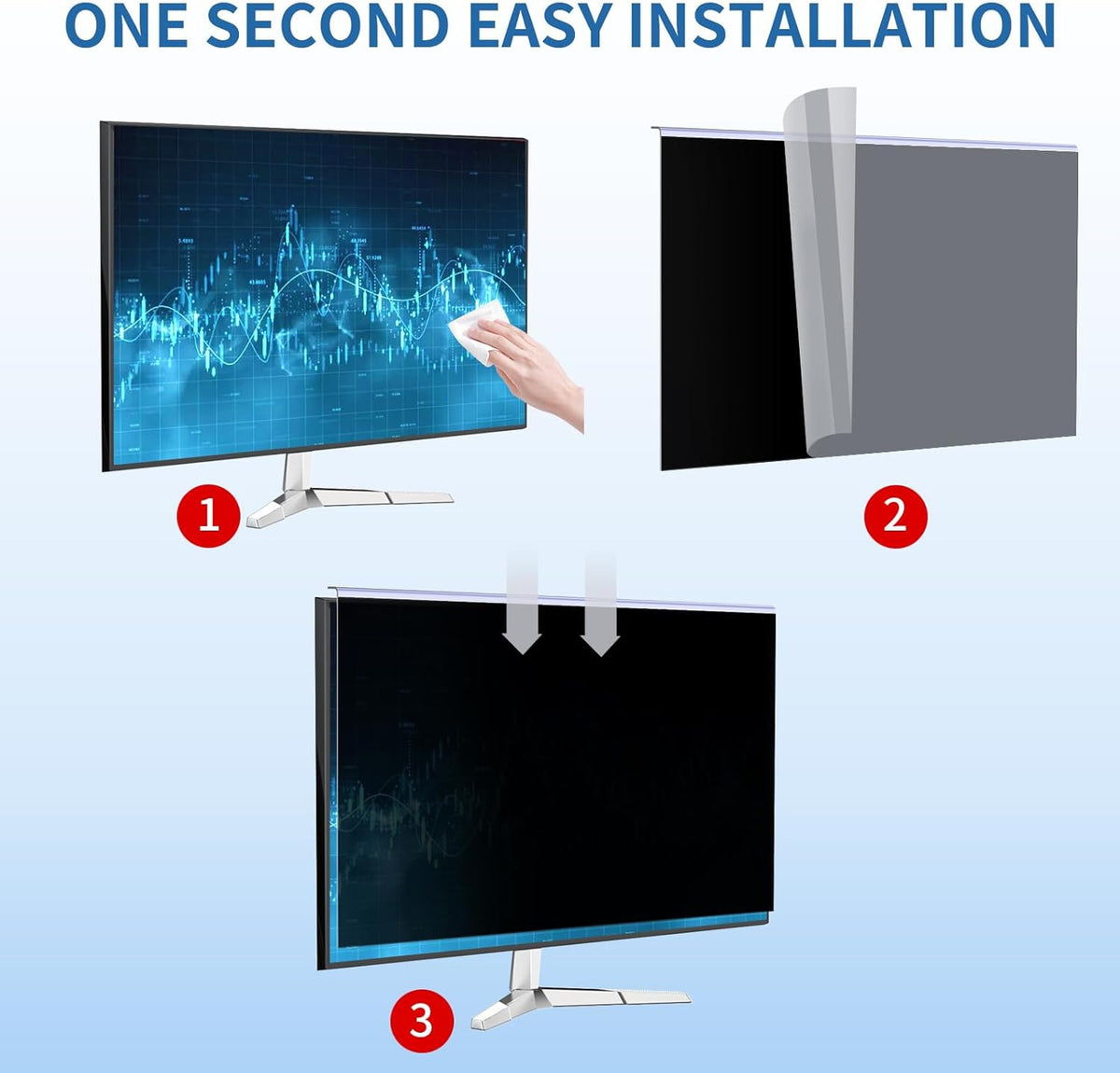 〔2-Pack〕 27 Inch Computer Privacy Screen Filter for 16:9 Monitor, Anti-Blue Light, Anti-UV Blue Light Blocking Removable Privacy Protector Shield, Hanging Type