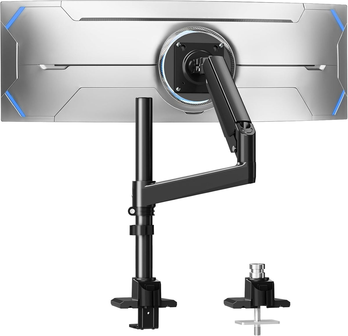 MOUNTUP Heavy Duty Monitor Arm Fits Max 49" Ultrawide Screens, Ultra Wide Monitor Arm Holds 4.4-44 lbs, Single Monitors Stand for Samsung Odyssey G9 and More, Gas Spring Height Adjustable, VESA Mount