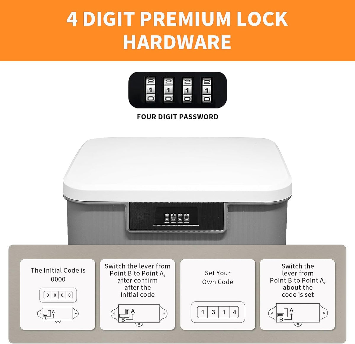 Lockable Storage Container Bin 2.3Gallon / 9L, 2 Layer Combination Lock Box Medicine Case Container for Personal Private Items, Medicines, Food, Snacks, Locking Cell Phone Smart Device Jail (Gray)