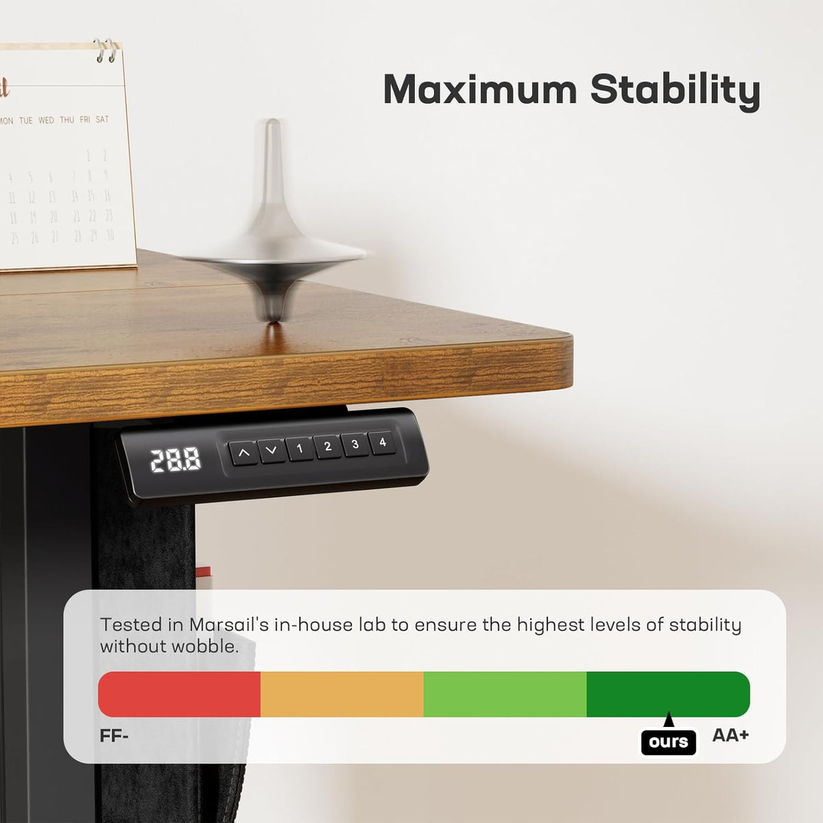 Marsail 40x24 Electric Standing Desk - Adjustable Height Computer Desk with Memory Presets, Storage Bag & Cable Management for Home Office & Gaming Workstations