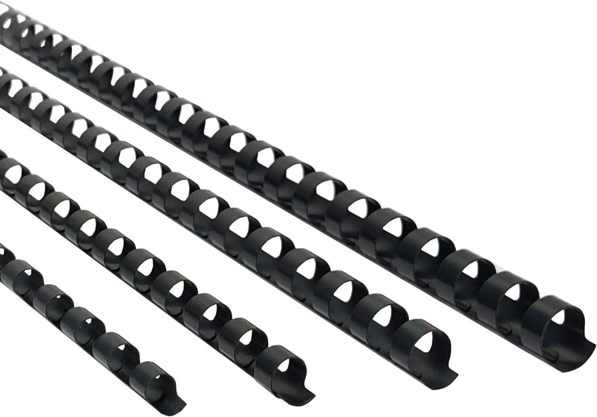 Rayson CR681012-BK Plastic Comb Binding Ring, 1/4in,5/16in,3/8in,1/2in, 19-Ring Letter Size, Black Comb Spines, Multi-Size Pack of 100
