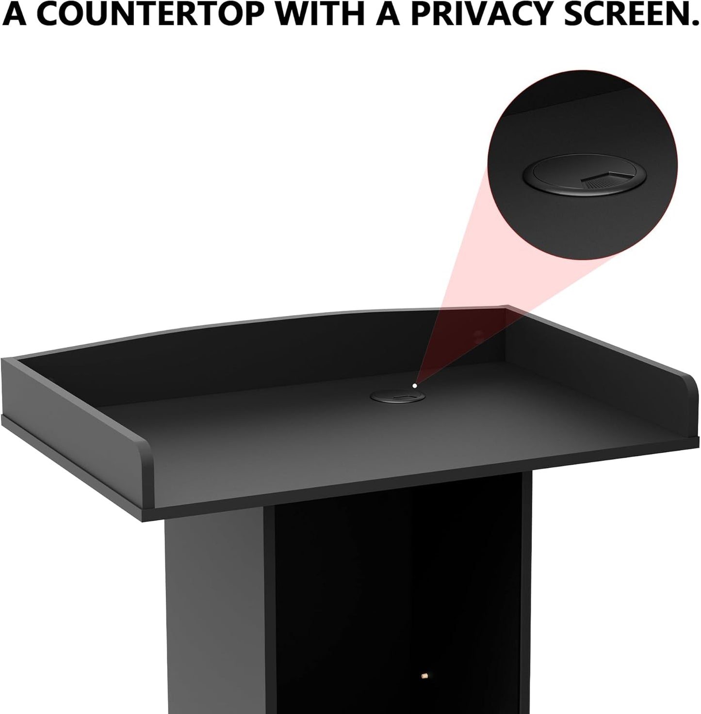 Wood Podium,Simple Podium Stand,12MM Particle Board,Stable Pulpit with Storage,Mic Stand Space,Easy Installation Wooden Lectern for Restaurants,Churches,Seminars and Schools