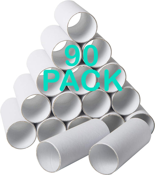 90 Pack Thick Cardboard Tubes For Crafts -Bulk Craft Rolls- Round Tubes - Cardboard Tubes For Crafts - Toilet Paper Rolls Crafts -Craft Tubes- Paper Tube For Crafts- 1.57 x 3.9 Inches -White