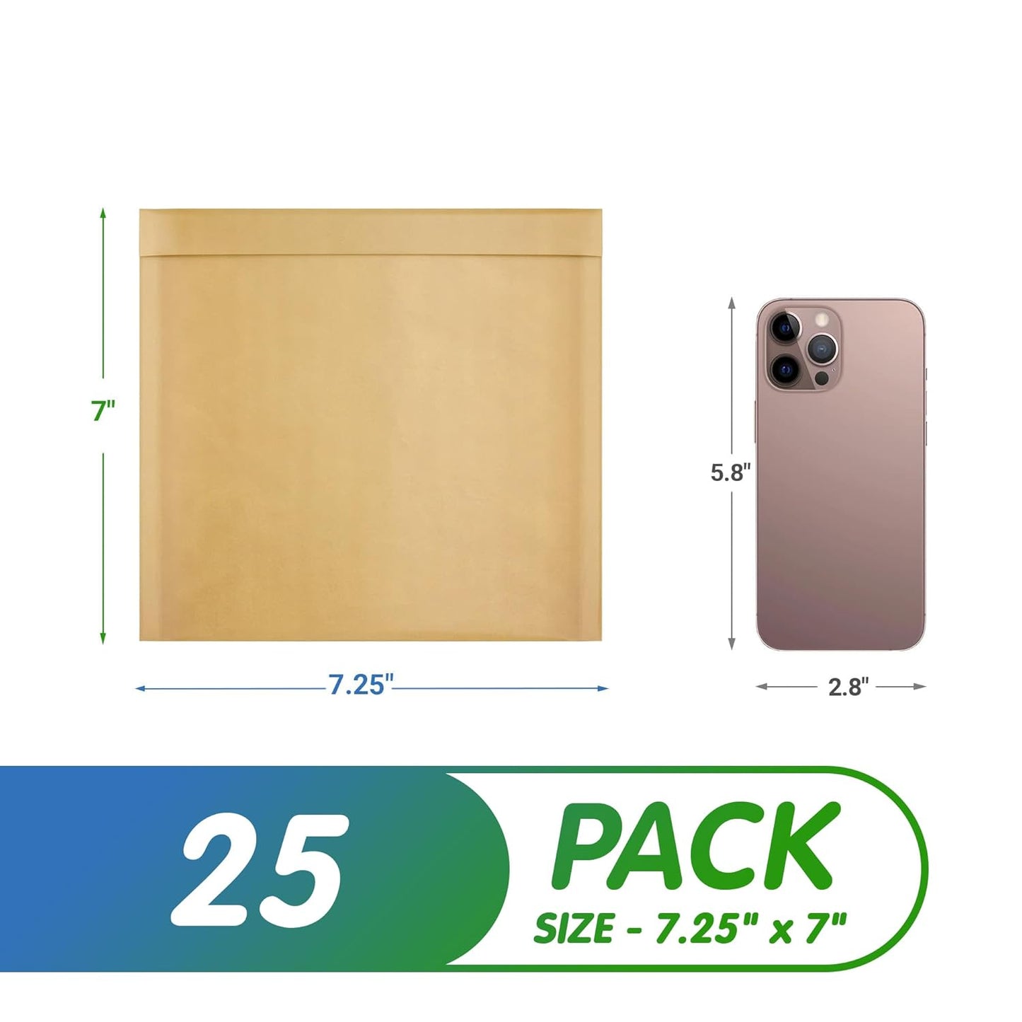 Natural Kraft Bubble Mailer Envelopes, 7.25 x 7 Inches. 25 Pack Mail Padded Envelopes Self Seal. Waterproof Kraft Bubble Mailers. Tear-Resistant Mailing Envelope Padded. Sturdy Paper Mailer