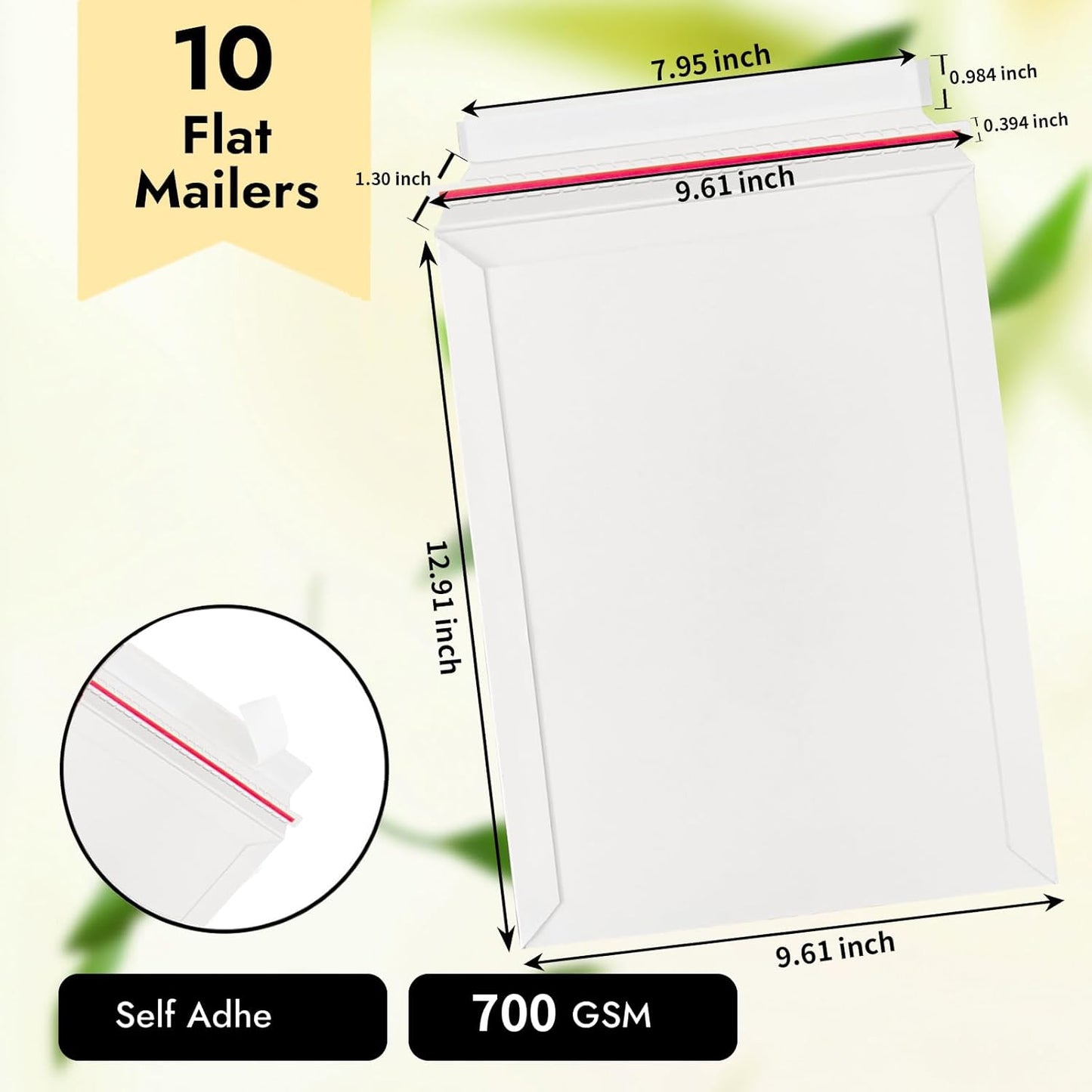 700 GSM Rigid Mailers 9x12, 10 Pack Thick Self Adhesive Stay Flat Cardboard Envelopes for Shipping Photos, Documents, Collectible Trading Cards