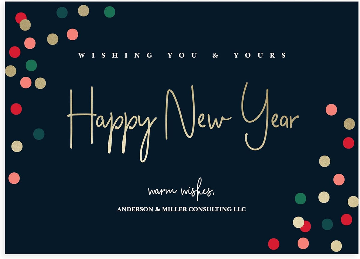 Let's Make Memories Personalized Business Christmas Cards with Envelopes - Premium Quality - 5x7-2025 Holiday Cards & White Envelopes - Festive Lights - 15 ct