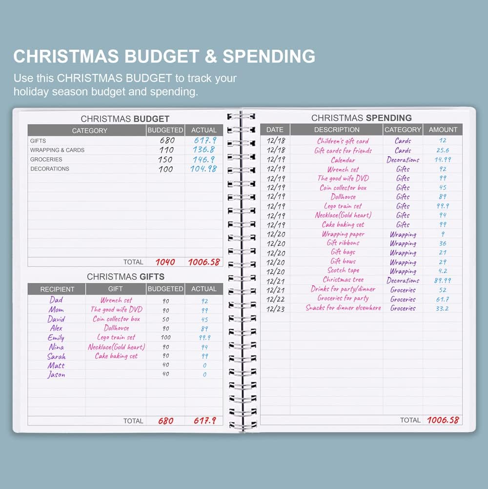Budget Planner & Monthly Bill Organizer with Pockets. Expense Tracker Notebook, Budgeting Journal and Financial Planner Budget Book to Control Your Money, PP Cover, A5 – Blue Watercolor