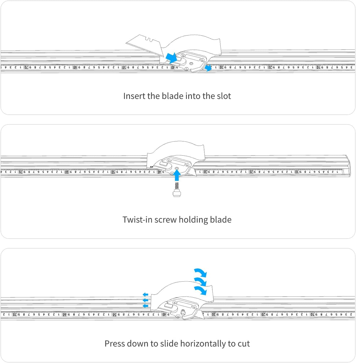 Manual Sliding KT Board Paper Trimmer Cutting Ruler with 27 1/2" Metal Straight Edge Ruler, Suitable for Photo Paper and PVC PET Cutter, 30 Blades