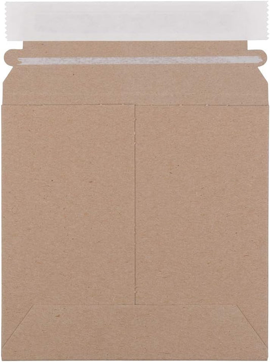 JAM PAPER Stay-Flat Photo Mailer Envelopes with Peel & Seal Closure - 6 x 6 - Brown Kraft - 6 Rigid Mailers/Pack