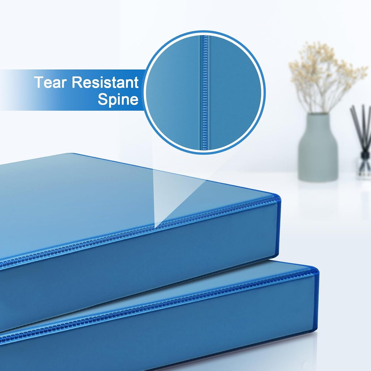COMIX Sturdy 3 Ring Binder 2 inch with Clear View Cover, 2" Slant-D Ring View Binder Holds 500 Sheets of US Letter Size Paper, 6 Pack (Light Blue)