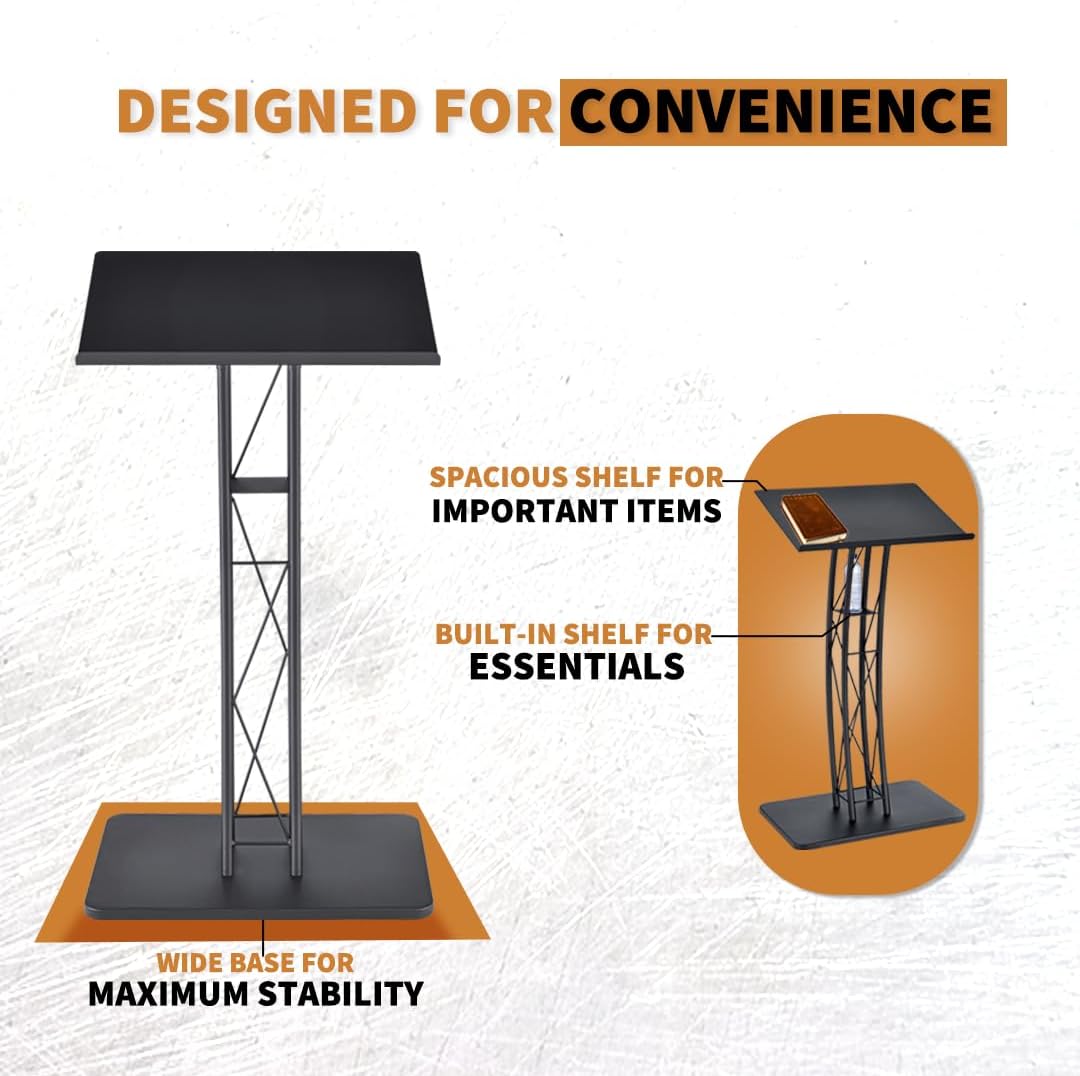 Kingdom KML17B Podium, Modern Metal Podium for Churches, Meetings, Halls