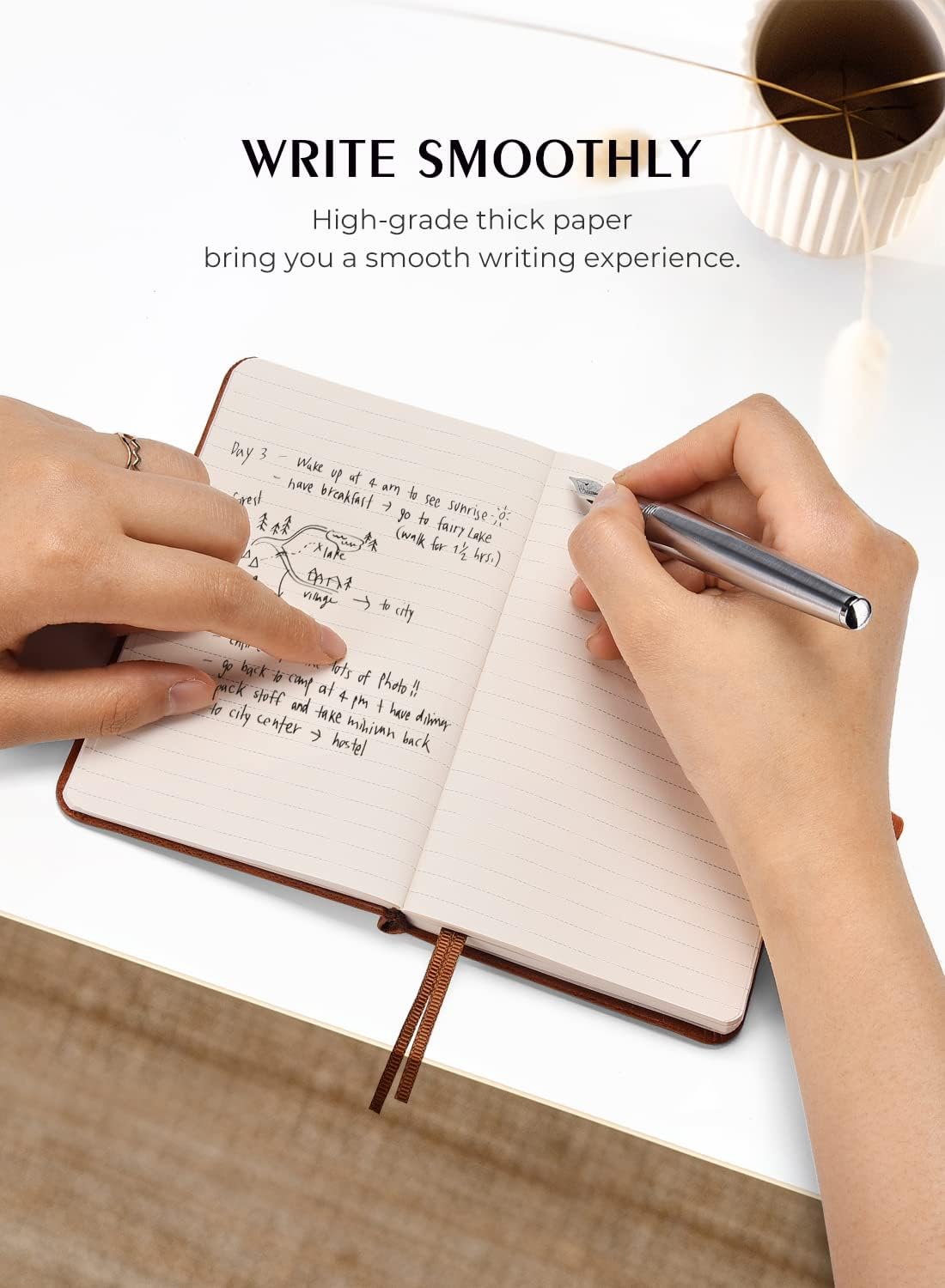 AISBUGUR Pocket Notebook, Small Notebook, 2-Pack Total 320 Pages,3.7" x 5.7" Pocket Notebook (2 Pack, Brown 2)