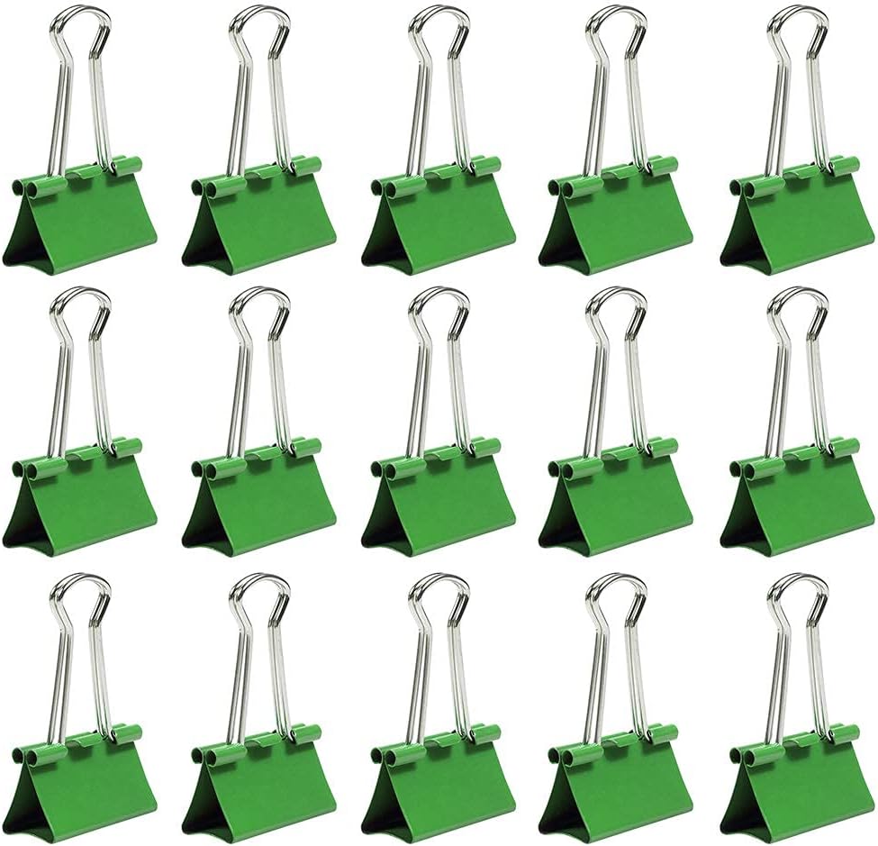 JAM PAPER Colorful Binder Clips - Medium - 1 1/4 Inch (32 mm) - Green Binderclips - 15/Pack