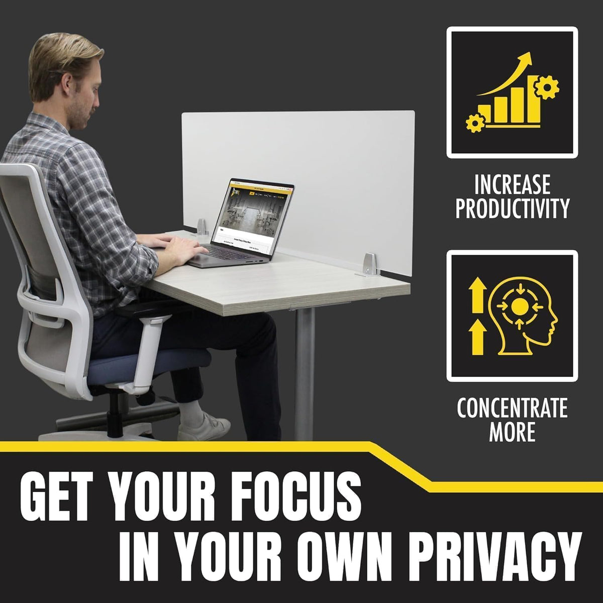 OBEX Clear Acrylic Desk Mounted Privacy Panel, 18" x 72", Clear