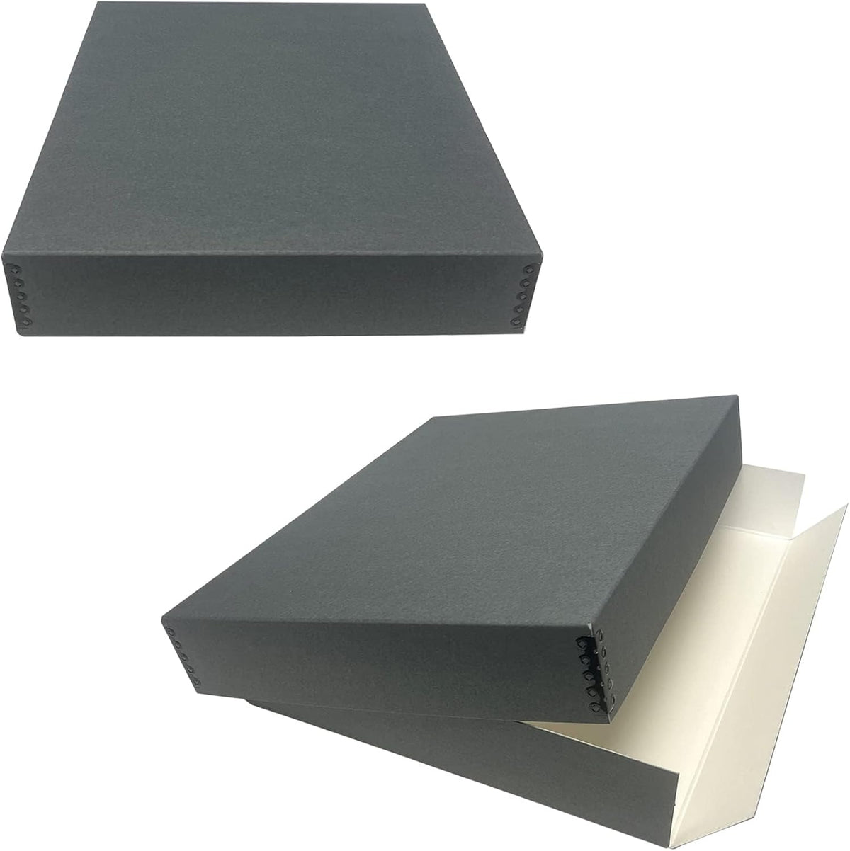 Lineco Museum Archival Storage Box, 14.75x18.75x3 in. Drop Front Design. Acid-Free with Metal Edge. Organize Photos, Pictures, Prints, Documents, Crafts, DIY. Gray, 2 Pack