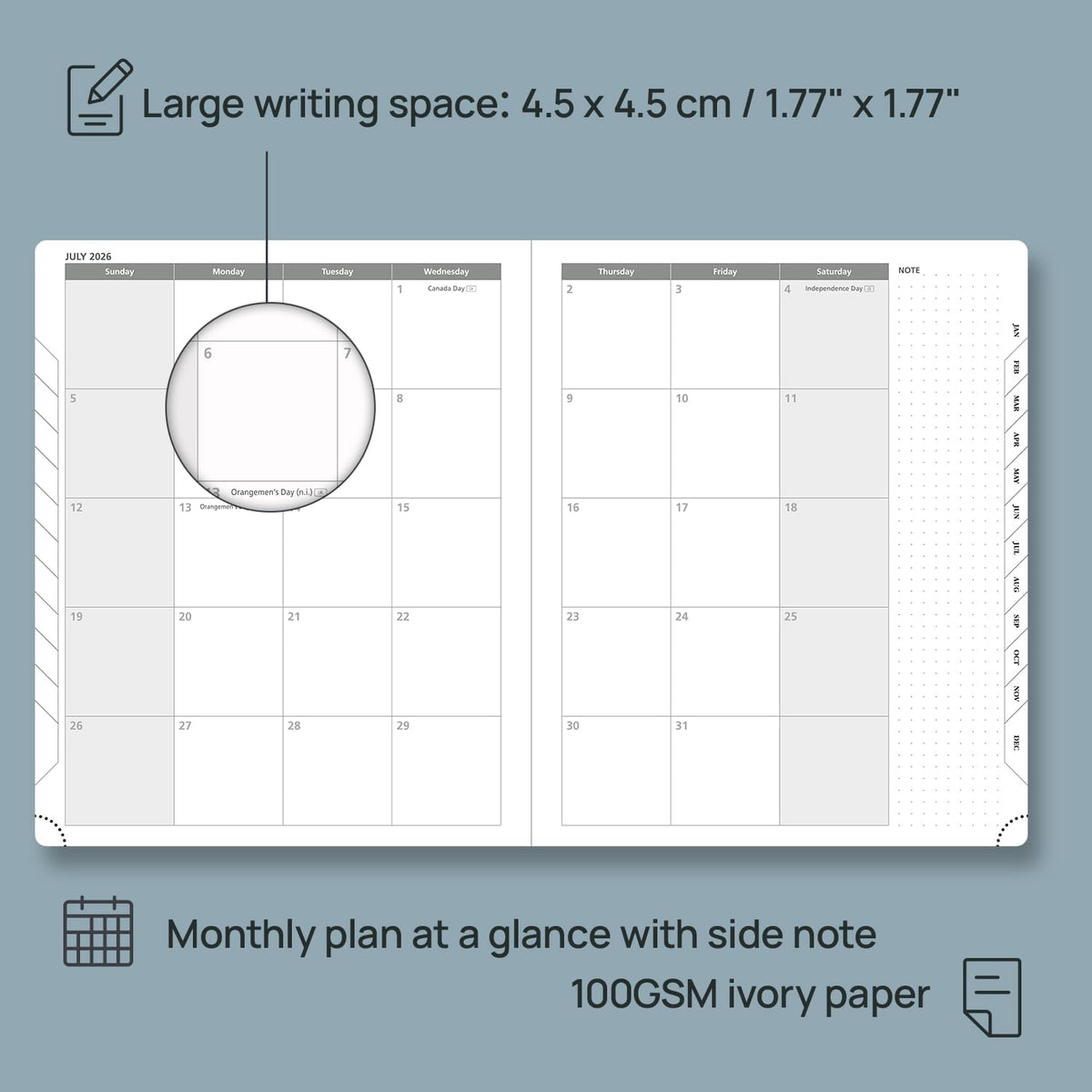POPRUN Weekly Planner 2026 Calendar (Large 8.5" x 10.5") 12 Months Notebook with Horizontal Layout, Leather Hardcover, Inner Pocket, 100GSM Thick Paper, Pen Holder - Navy Blue