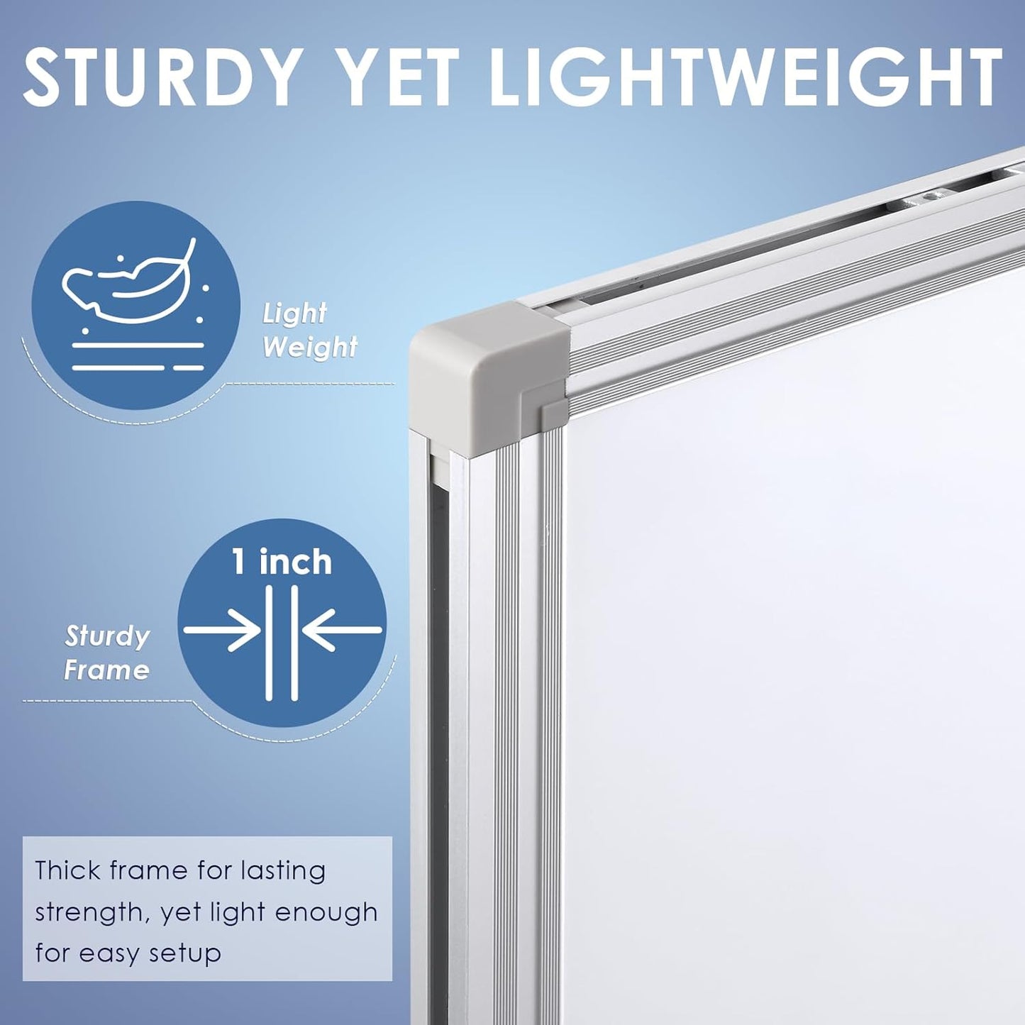 Dry Erase Board 60" x 40" Aluminum Presentation Magnetic Whiteboard with Long Pen Tray, Wall Mounted White Board for School, Office and Home