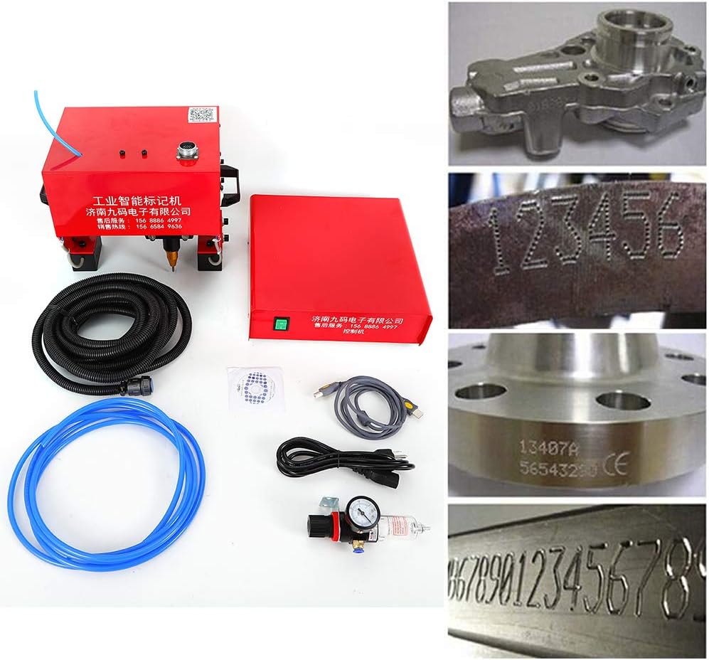Gdrasuya10 0.01-1mm Depth Pneumatic Dot Peen Marking Machine Rotary Marking Machine, Metal Engraving Machine Mobile Scribe Marking Machine Marking Range 110 x 70mm