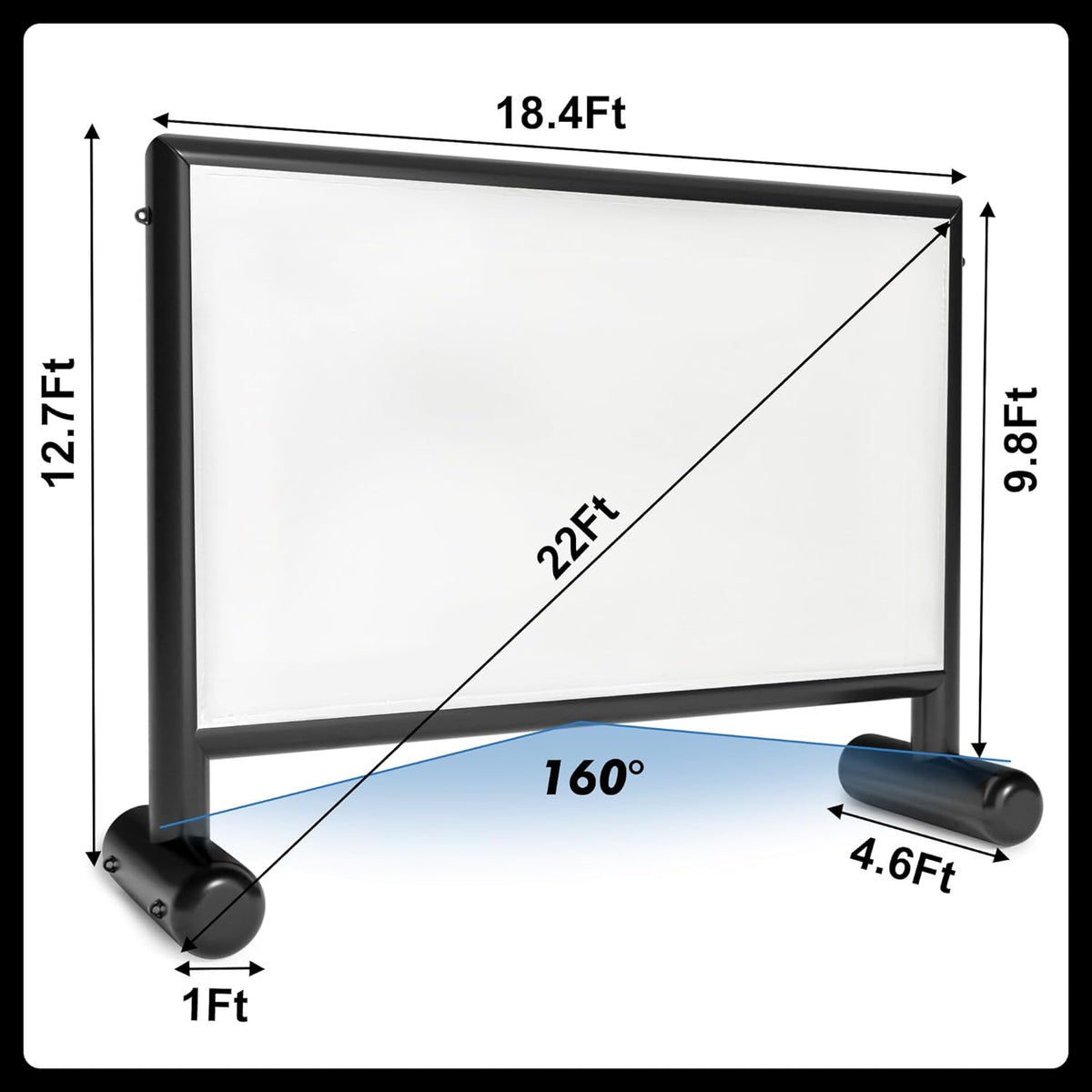 Inflatable Projector Screen, 22ft PVC Upgraded Inflatable Movie Screen Outdoor Airtight Design with High Power Air Pump for Outdoor/Indoor - Does Not Require Continuous Inflation