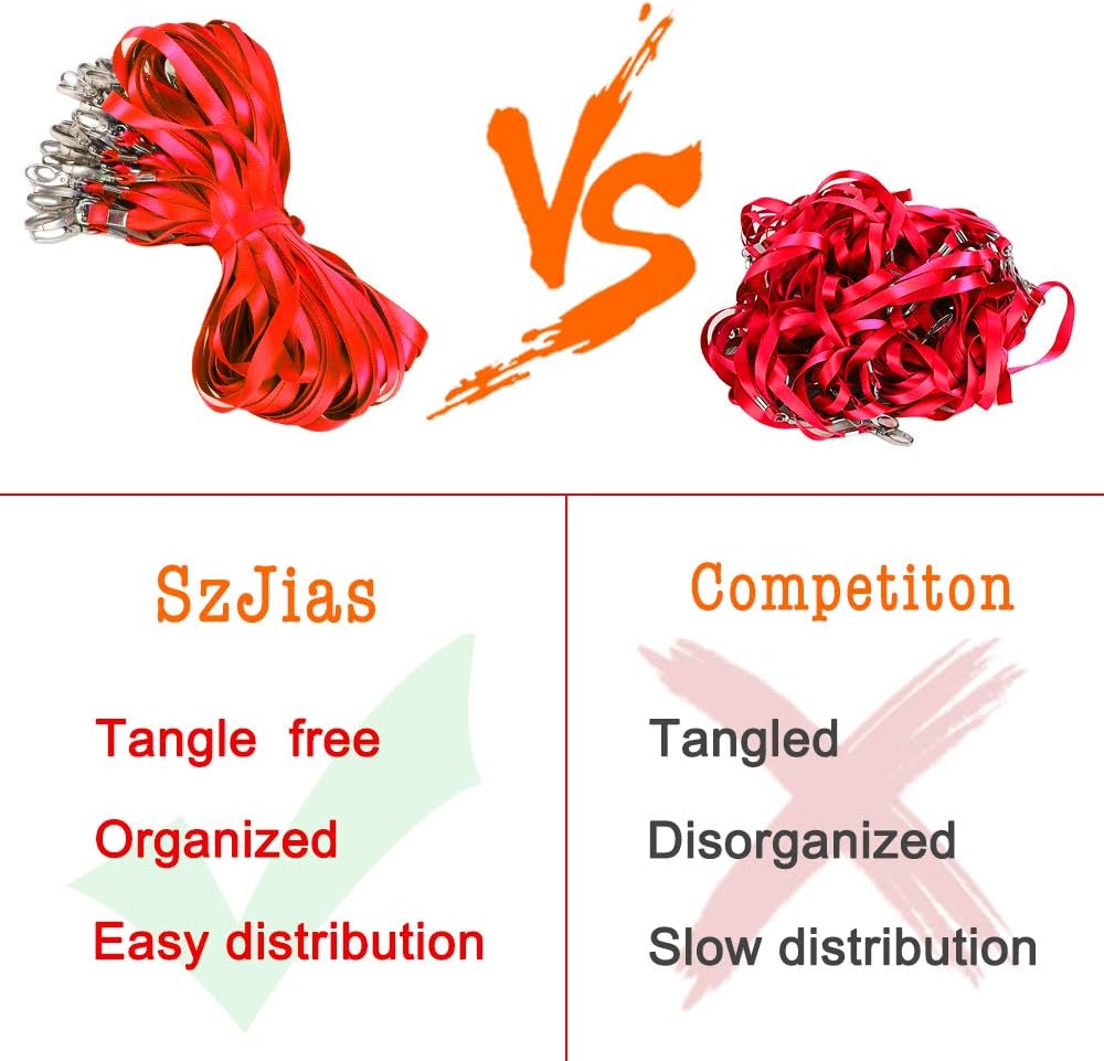 50 Pcs Lanyards Red Lanyard for Id Badges Nylon Lanyard Bulk Clip Swivel Hook for Office Id Badges Key Chains