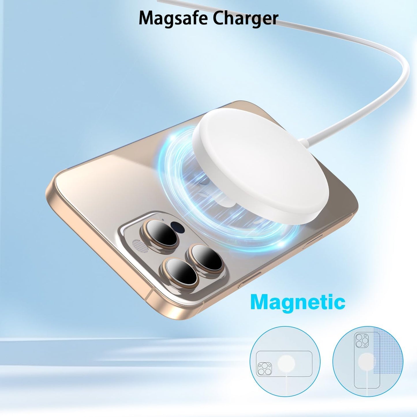 Magnetic iPhone Wireless Charger,10FT Fast Charging Apple Mag Safe Charger Wireless Charging Pad for iPhone 16 Pro Max/16 Plus/15 Pro Max/15 Plus/14/13/12/11/AirPods 4/3/Pro2 Phone Mag safe Charge Pad