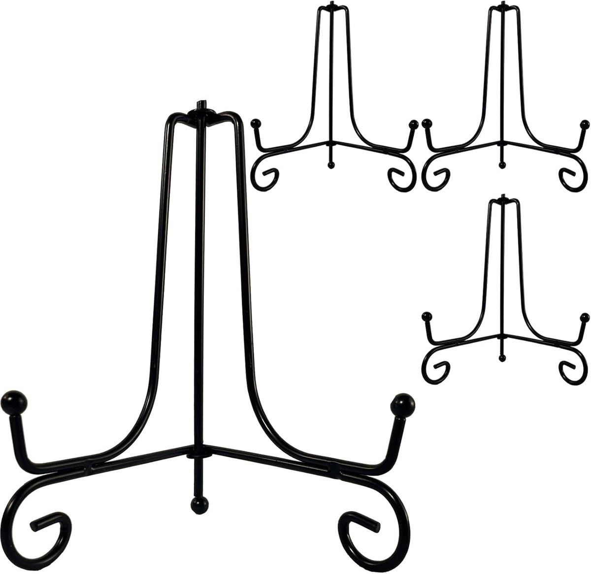 4PCS Premium Black Iron Plate Stands for Display 6 Inch, Decorative Solid Metal Plate Holders for Displaying, Mini Easel, Frame, Book, Card, Plaque, Bowl, Picture Stands for Display