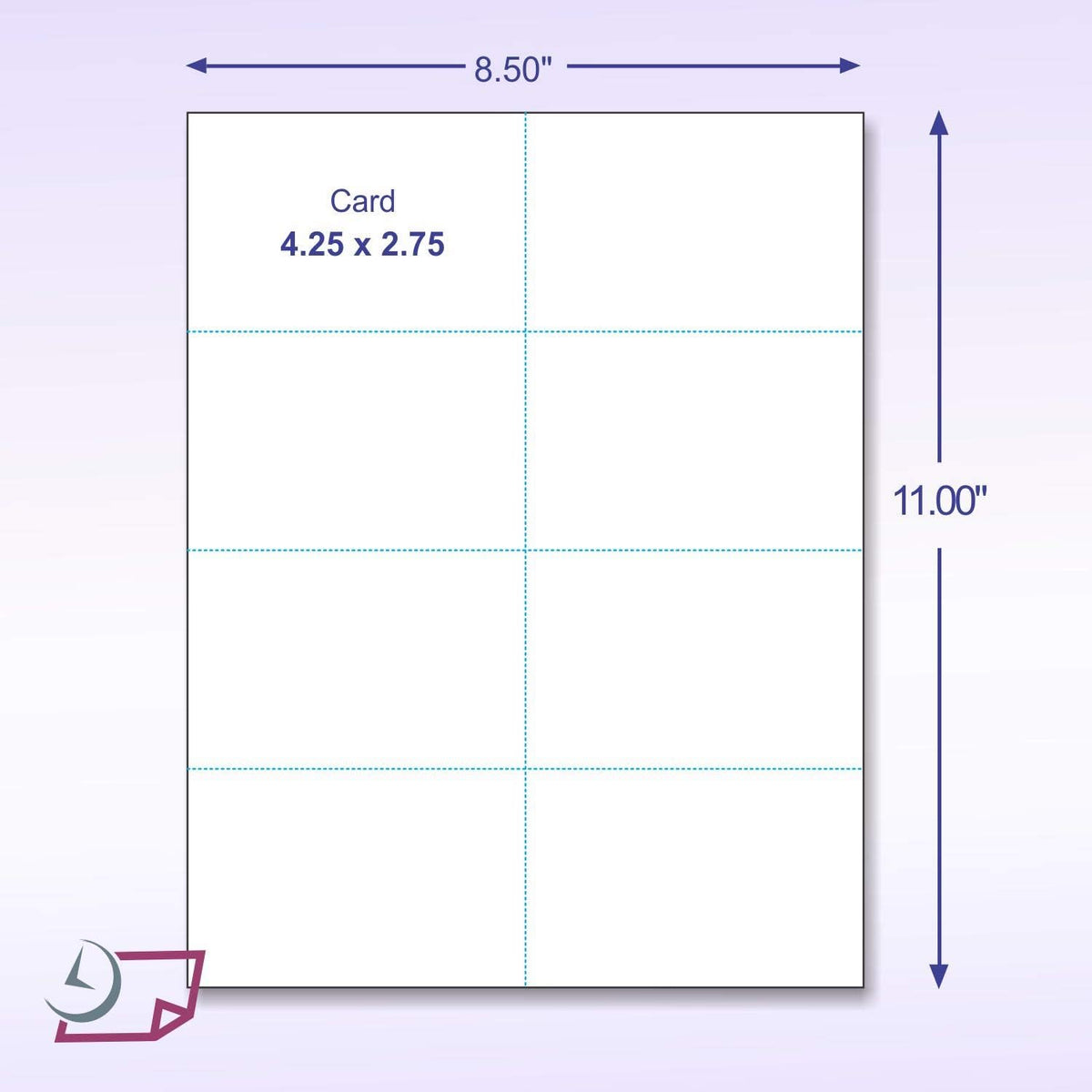 NextDayLabels - Blank Perforated Printable Cardstock, 8 Cards per Sheet, 125# tag - for laser and inkjet printer, 4-1/4" x 2-3/4" Each Card - 800 Cards - made in the USA