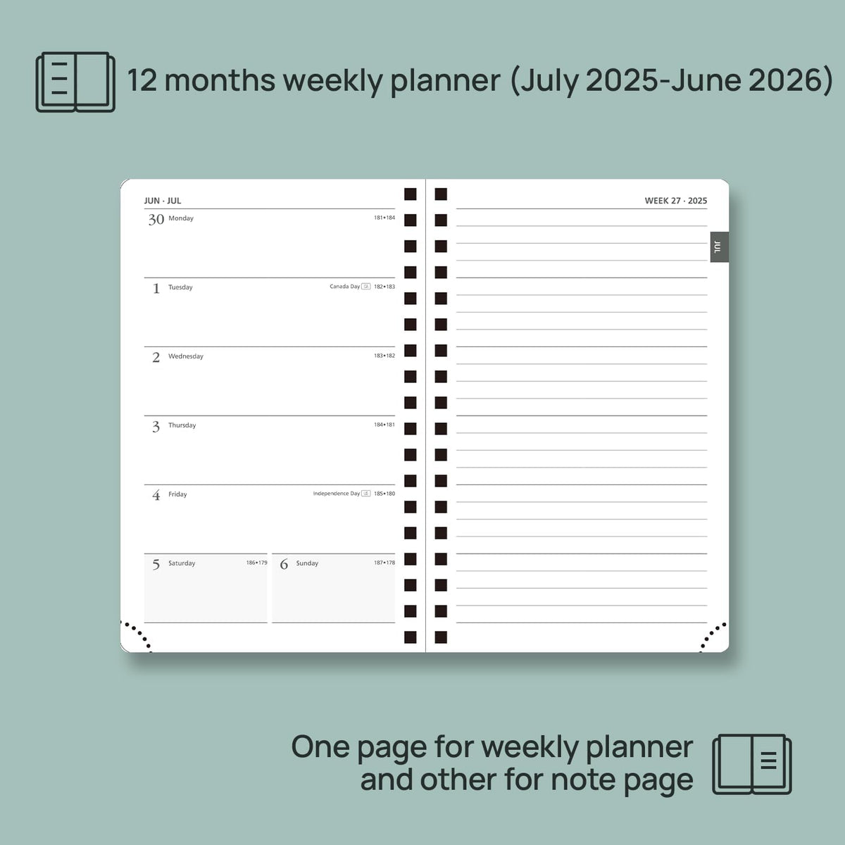 POPRUN Planner 2025-2026 Weekly Notebook (Pocket Size 4''x 6.25''), Small Academic Calendar for Purse with Spiral Soft Cover, Plastic Ruler, Inner Pocket, 100 GSM - Brown