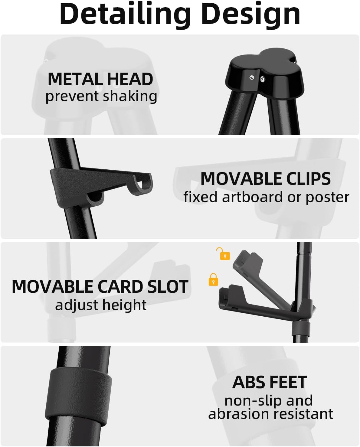 Nicpro Black Easel Stand for Sign, 8 Pack 63" Metal Portable Adjustable Collapsible Easels for Display, Painting, Poster, Wedding Sign with Carry Bag