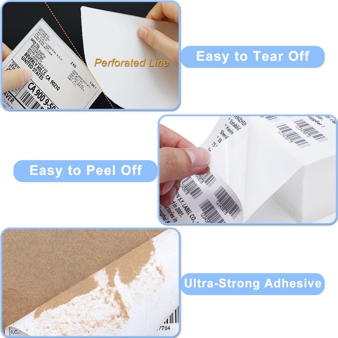 Shipping Thermal Labels 4x6, Pack of 12000 Perforated 4x6 Shipping Label Papers, FanFold Thermal Printer Labels, Sticker Labels to Write on, Permanent Strong Adhesive, Commercial Grade