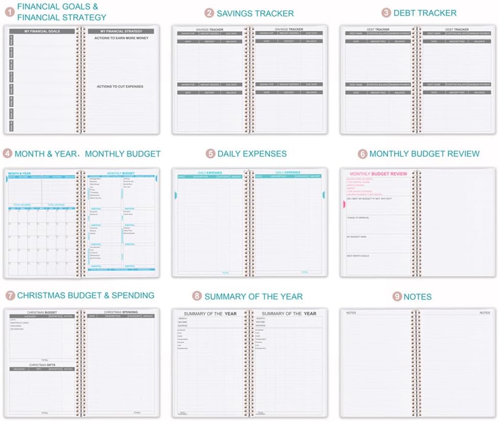 Budget Planner - Expense Tracker Notebook, 8" x 9.5" Budgeting Planner and Financial Planner Budget Book to Control Your Money. Large Size, Gold Leaf