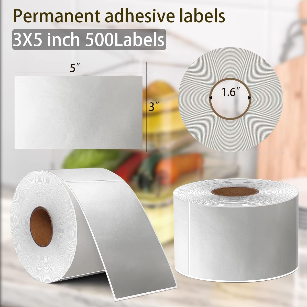 PARLAIM 3" x 5" Rectangle Adhesive Permanent Color Code Stickers,500 per Dispenser Box Roll Square Label Inventory Stickers (Silver)
