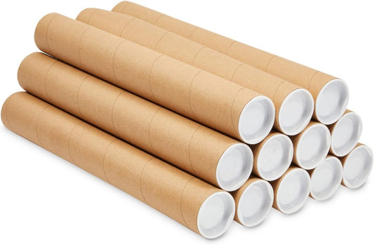Stockroom Plus Cardboard Tubes - 12-Pack, 2 in x 15 in, Brown, Round - Mailing Tubes, Poster Storage & Blueprint Tube for Art Prints & Documents