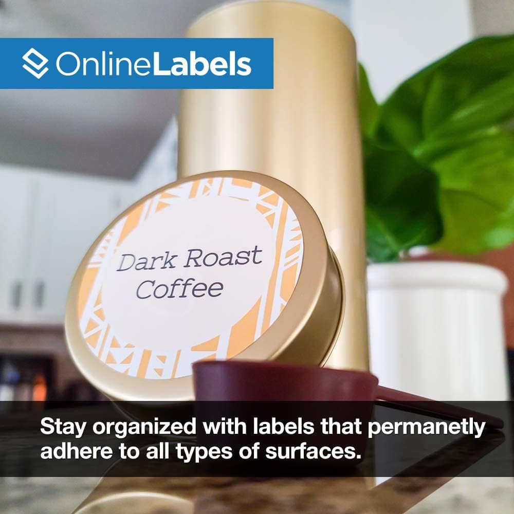 OnlineLabels 3" Round Labels – Permanent Adhesive, White Matte – Great for Organization, Product Labeling, Jar Lids - for Inkjet & Laser Printers – Pack of 3,000 Labels, 500 Sheets OL2279WX