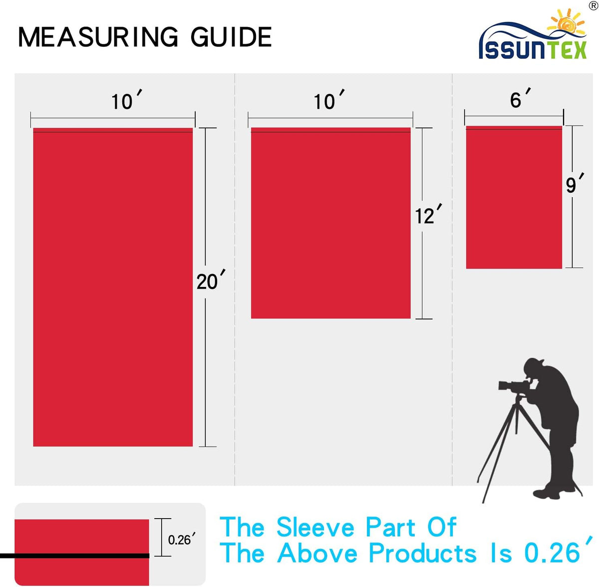 ISSUNTEX 10X20 ft Background Muslin Backdrop, Photo Studio, Collapsible High Density Screen for Video Photography and Television-Red