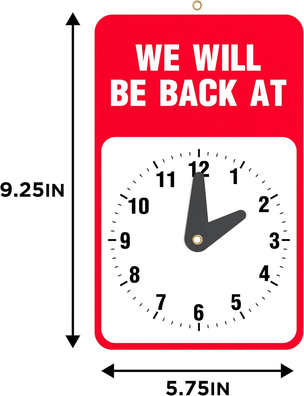 Will Return Sign With Clock - 10 Pack - 9.25 x 5.75 Inch - Bright Red and White Colors - Includes Suction Cup - Ideal Be Right Back Signs for Business, Retail Store, Office Door or Window