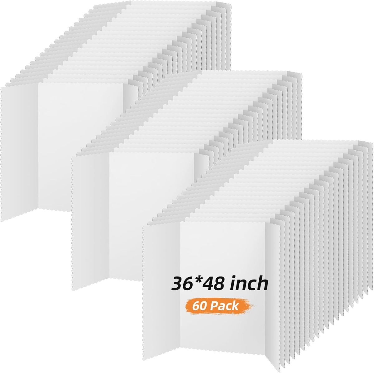 Ctosree 60 Pcs Tri Fold Display Board,36" x 48" Portable Lightweight Foldable Presentation Poster Board for Office Projects Exhibitions Workshops, White