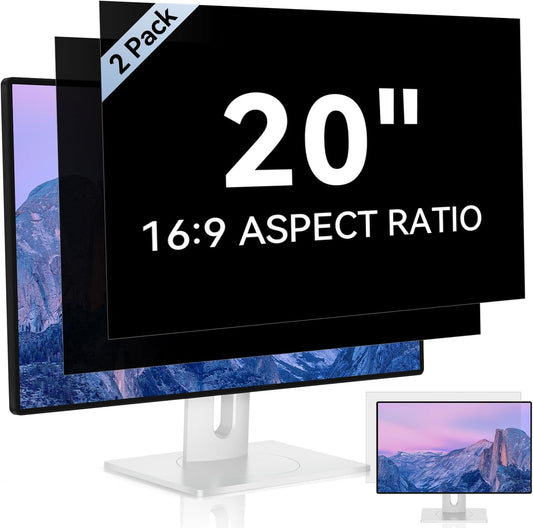 [2 Pack] 20 Inch Computer Privacy Screen for 16:9 Aspect Ratio Widescreen Monitor, Eye Protection Anti Glare Blue Light Computer Monitor Privacy Filter, Removable Anti-Scratch 20in Protector Film
