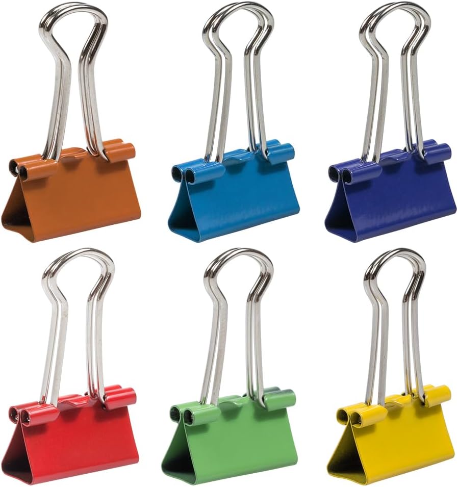 JAM PAPER Colorful Binder Clips Assortment - Small - 3/4 Inch (19 mm) - Assorted Rainbow Colors - 150 Binderclips/Pack