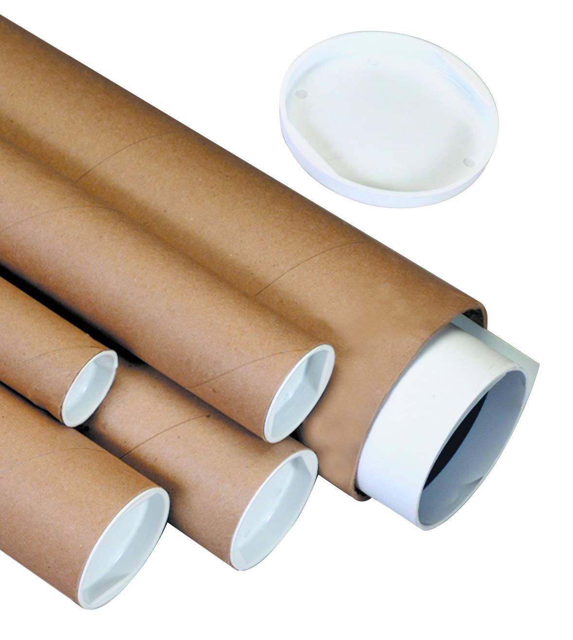 BOX USA BP2030K Mailing Tubes with Caps, 2" x 30", Kraft (Pack of 50)