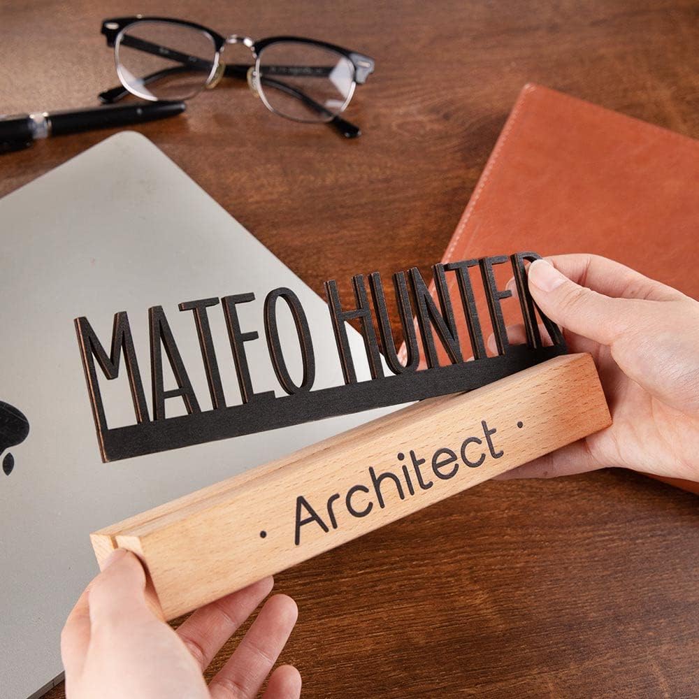Wooden Personalized Teacher Name Plate for Office Desk - Custom 7.91.21.8 Inch