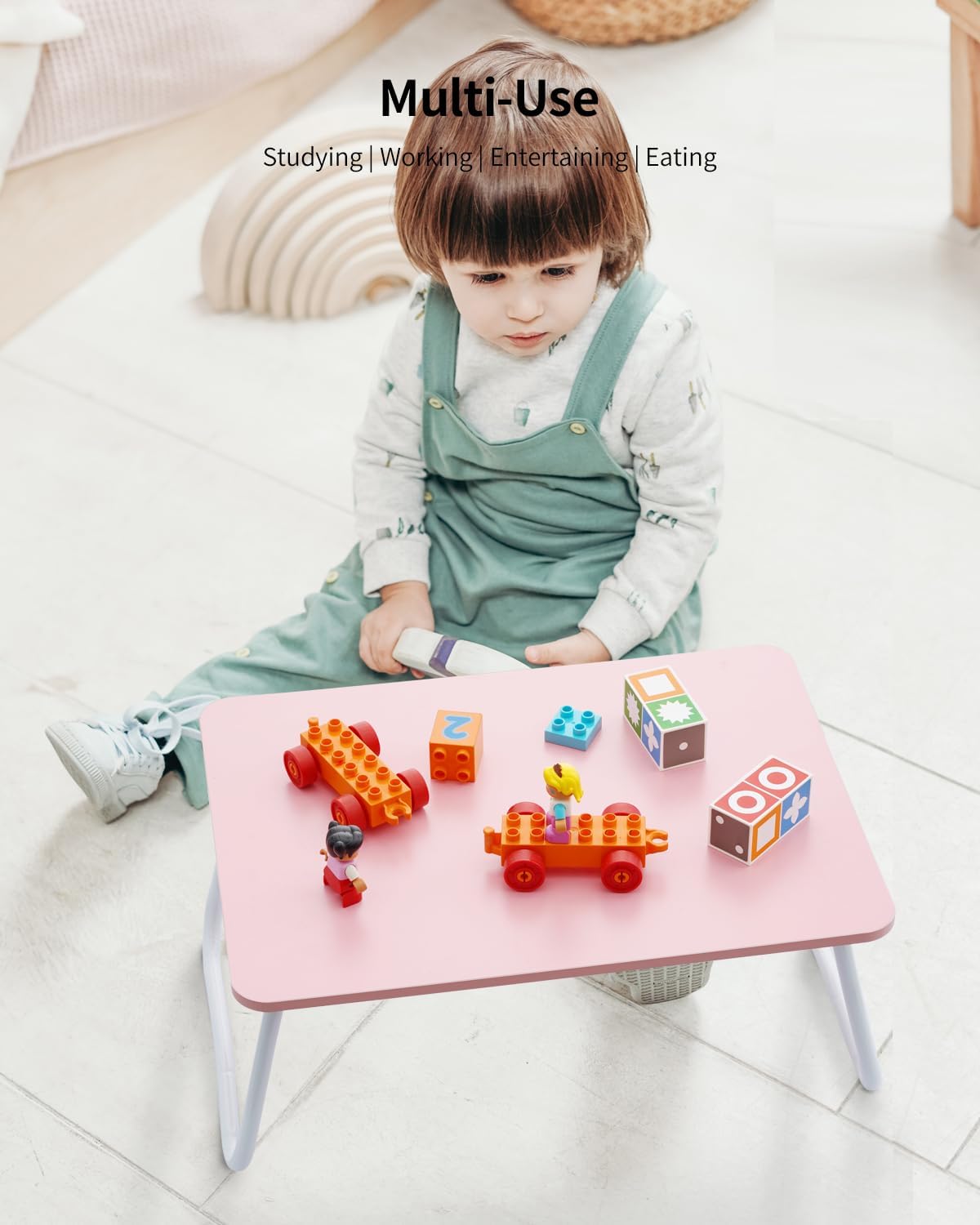 Foldable Lap Desk, Laptop Bed Desk, Portable Bed Table, Laptop Stand for Bed & Couch, Lightweight & Mini - Pink