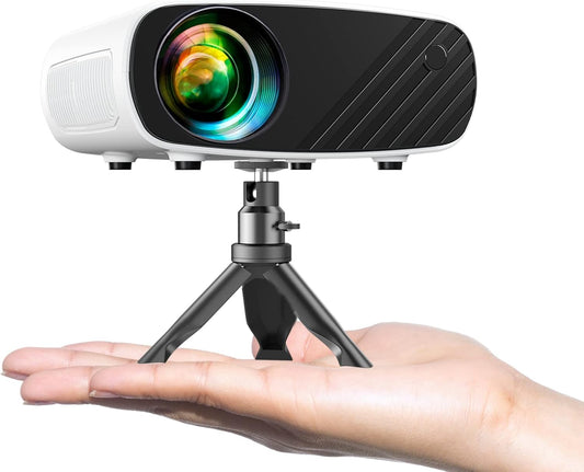 Mini Projector for iPhone, ELEPHAS 2025 Upgraded 1080P HD Projector, 8000L Portable Projector with Tripod, Movie Projector Compatible with Android/iOS/Windows/TV Stick/HDMI/USB