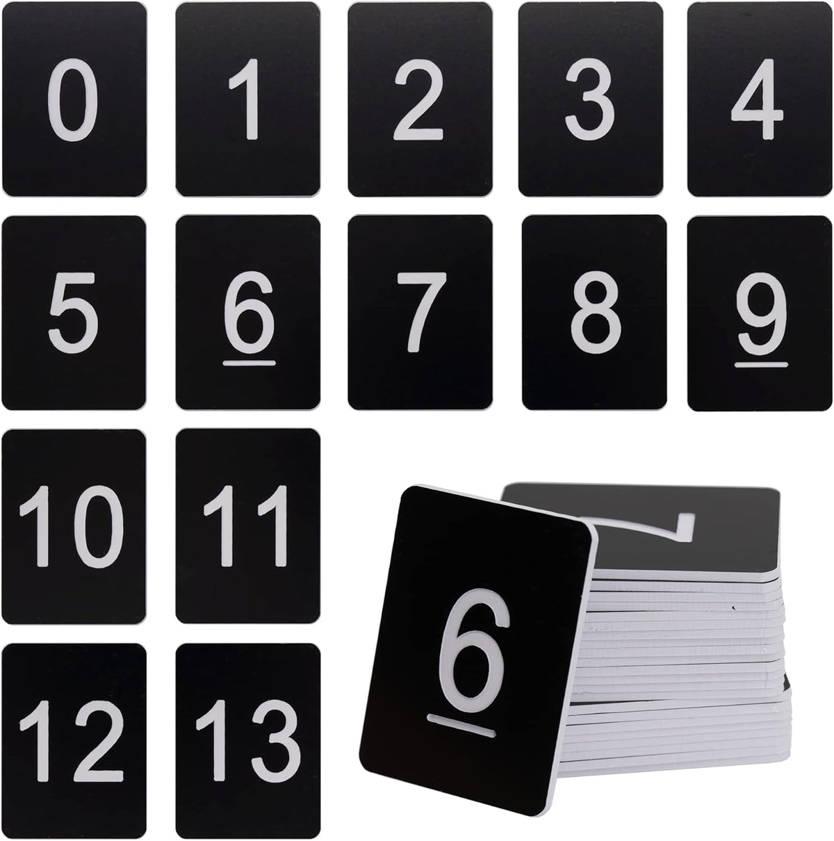 StayMax Rectangle Plastic Numbered Tags Number Disc Number Token (0-25, Black)