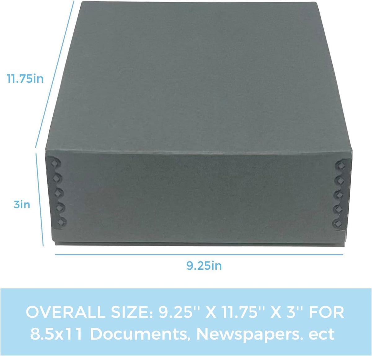 Lineco Archival Museum Storage Box with Removable Lid and Drop Front Design, 8.5 x 11 x 3 Inch. Preserve Longevity, Store Photos, Documents, Cards, Magazines, Prints, DIY. Gray