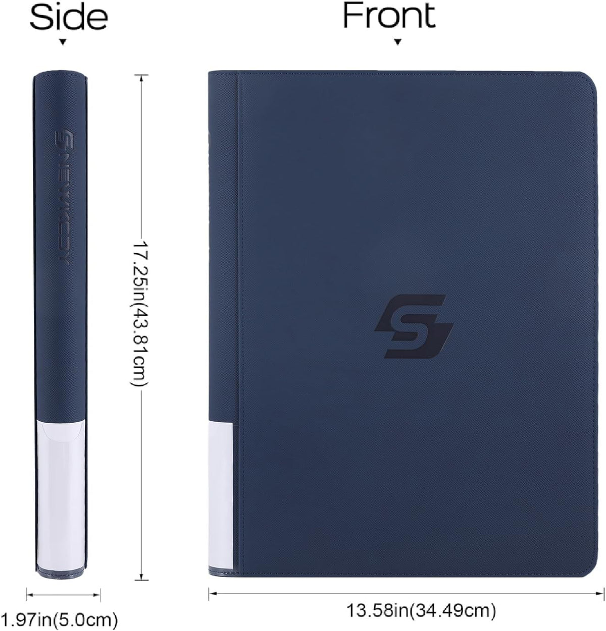Snekdy premium 1024-pocket trading card binder, 16-pocket cards album, waterproof PU-leather Cover album with side loading, holds gaming, baseball, basketball & sports cards (Blue)