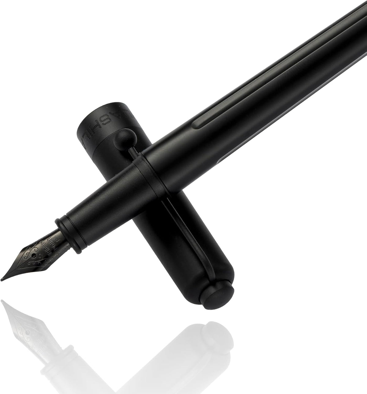 Luxury Matte Black Forest Fountain Pen Set,Titanium Black Extra Fine and Medium Nibs,Includes 2 Ink Converters,10 Ink Cartridges,15ml ink，Premium Gift Case for Calligraphy (Fine Nib)