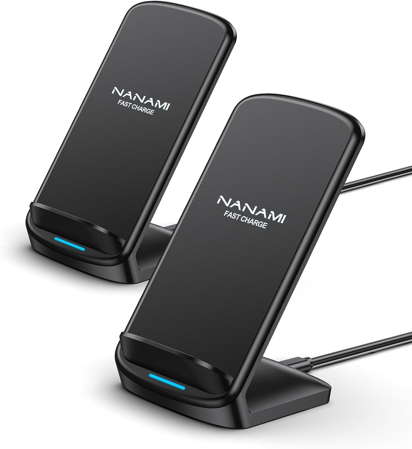 NANAMI Wireless Charger [2 Pack] - 10W Qi-Certified Fast Wireless Charging Stand for iPhone 17/17 Air/16/16 Plus/15/14/13/12,Cordless Phone Charger for Samsung Galaxy S25/S25 Ultra/S24/S23/S22,Pixel 6